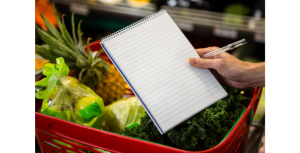 Lista de compras no supermercado