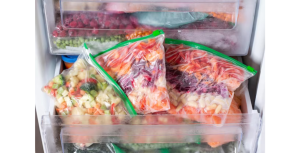 Pacotes de legumes congelados