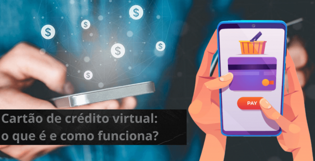 Mãos segurando o celular representando o uso de um cartão de crédito virtual
