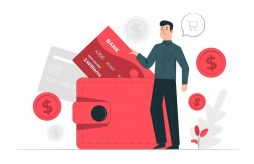 um homem tirando o cartão de dentro de um porta cartão de crédito