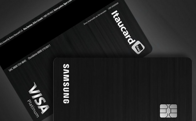 verso e frente do cartão samsung itaucard visa platinum