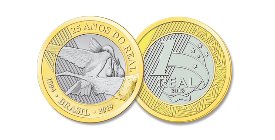 representação da moeda comemorativa beija flor