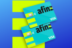 cartão Afinz Visa Internacional em fundo azul