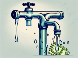 A water tap with a banknote flowing out of it
