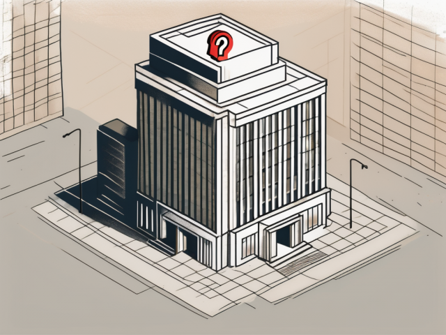 A bank building with a question mark hovering above it