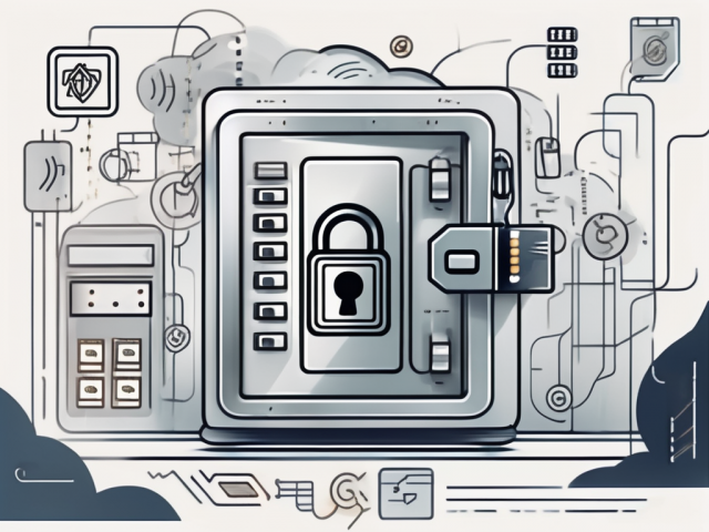 A digital bank vault with a secure padlock