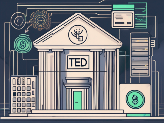 A digital device showing a bank savings account interface with the ted (electronic wire transfer) option highlighted