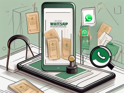 A smartphone displaying the whatsapp interface with raffle tickets popping out of it