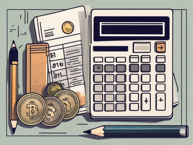 A ledger book with a calculator and a pencil on a desk