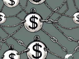 A broken chain linked to a heavy ball labeled with dollar signs