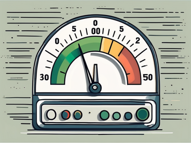 A credit score meter plummeting down