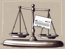 A cheque and a contract (symbolizing a personal loan) on a balance scale