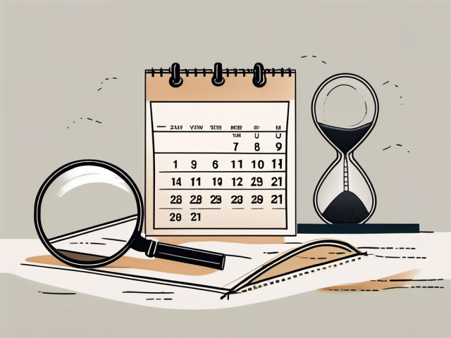 A calendar with a magnifying glass over it