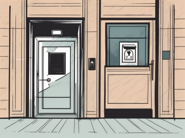 A bank building with a closed sign hanging on the door