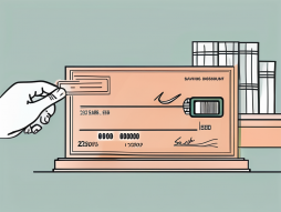 A cheque being inserted into a bank deposit slot