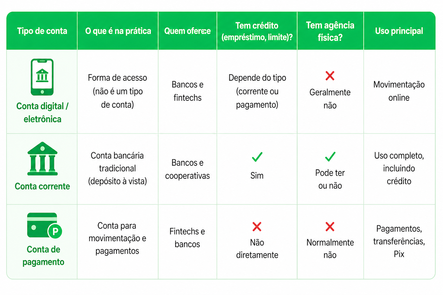 Entenda a diferença entre conta eletrônica, conta digital, conta de pagamento e conta corrente