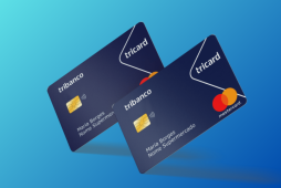 ilustração do cartão tricard mastercard em um fundo azul