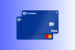 cartões porto bank gold em um fundo azul e branco