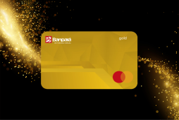 cartão de crédito banpará gold em um fundo preto e dourado