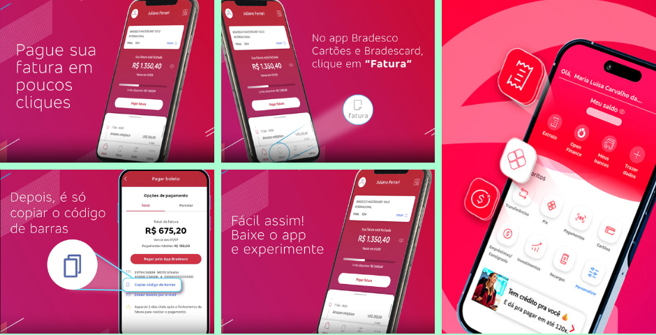 fatura bradescard - prints de telas do app bradescard