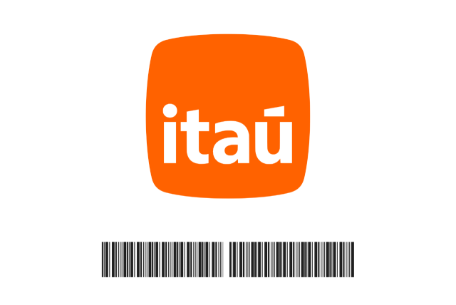 logo do banco itaú com um código de barras embaixo para representar o tema atualizar boleto itau