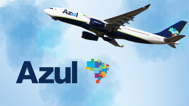 imagem com avião da azul e logo da azul - clube azul