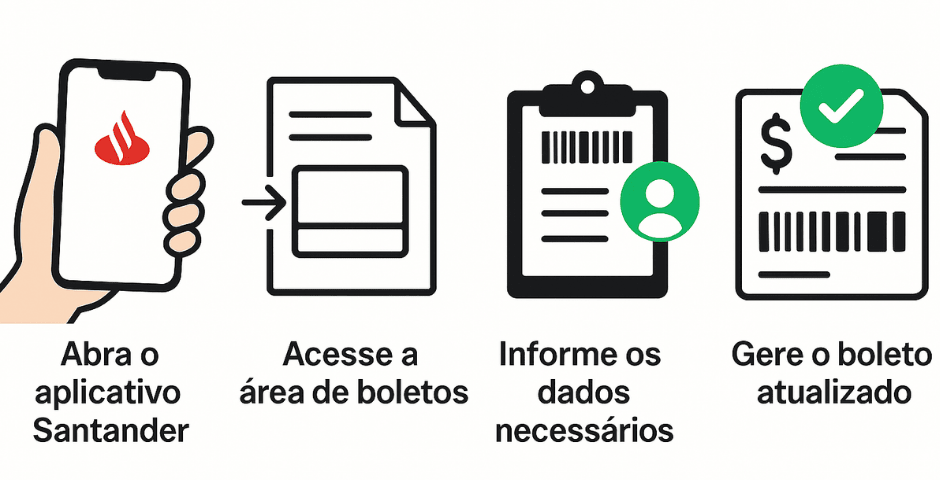 infográfico Como atualizar o boleto Santander