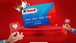 cartão koch em um fundo vermelho