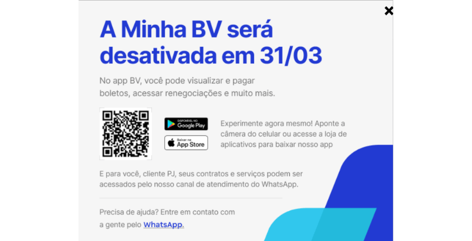 aviso de desativação minha bv