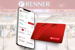 fachada de uma loja renner com o celular mostrando uma tela do aplicativo renner e o cartão renner - fatura renner