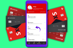tela do aplicativo santander com cartões do santander ao lado - fatura cartão santander
