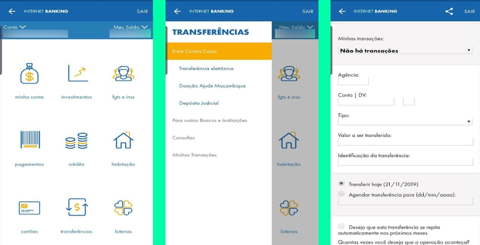 Como fazer transferência para uma conta da Caixa