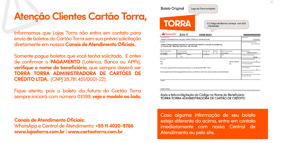 Golpe fatura cartão Torra Torra