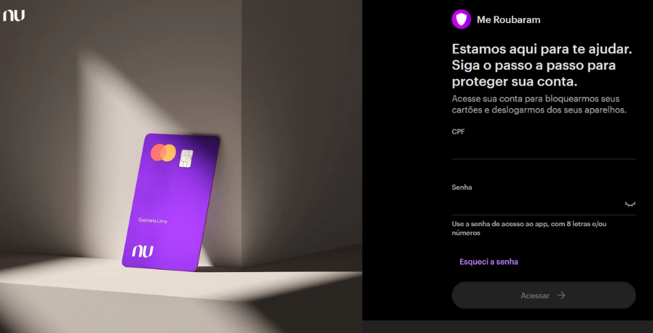 home do site me roubaram do nubank