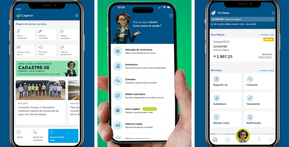 Telas do app da cagese para tirar Cagece 2 via 