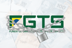 logotipo fgts com correntes e um cadeado para representar o saldo bloqueado FGTS