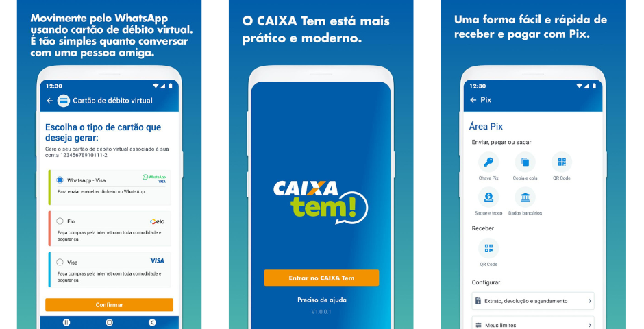 telas do aplicativo caixa tem
