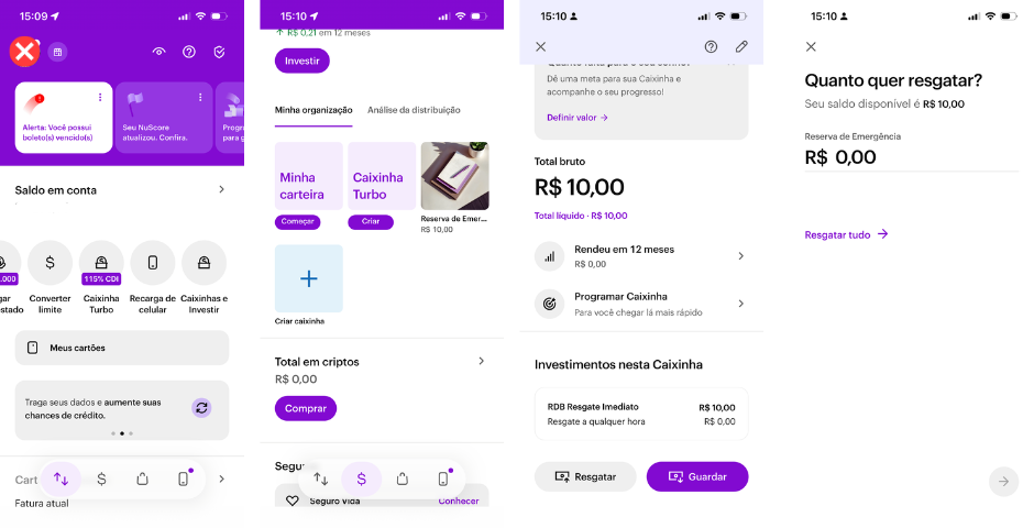 passo a passo de Como resgatar dinheiro da caixinha Nubank