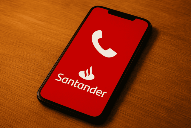 telefone Santander em cima de uma mesa