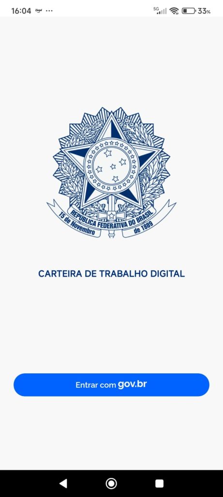 tela inicial app carteira de trabalho digital