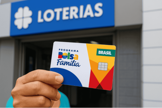 pessoa segurando um cartão para representar como sacar o Bolsa Família na lotérica