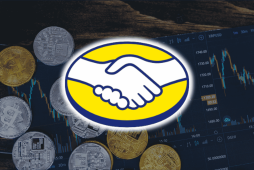 logo do mercado livre com moedas de crypto atrás representando o meli dólar