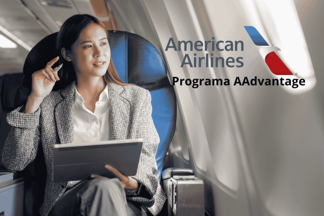 mulher em avião representando o programa aadvantage