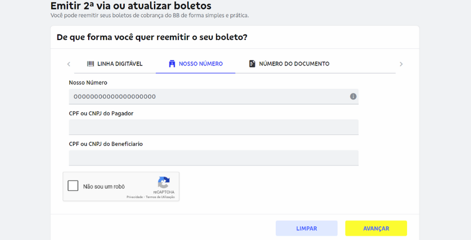 Atualizar boleto Banco do Brasil