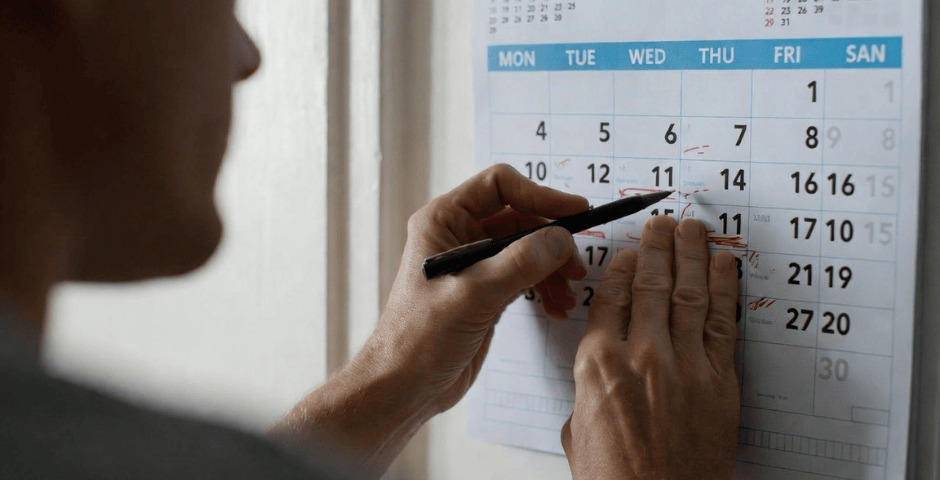 uma pessoa calculando 48 horas no calendário