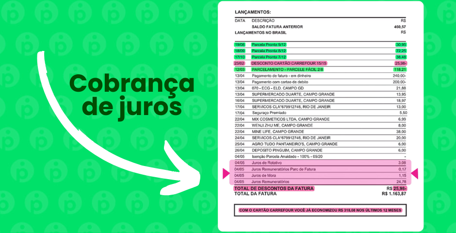 boleto carrefour - especificação de juros