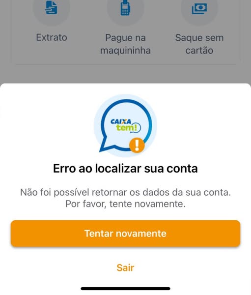Erro no Caixa Tem