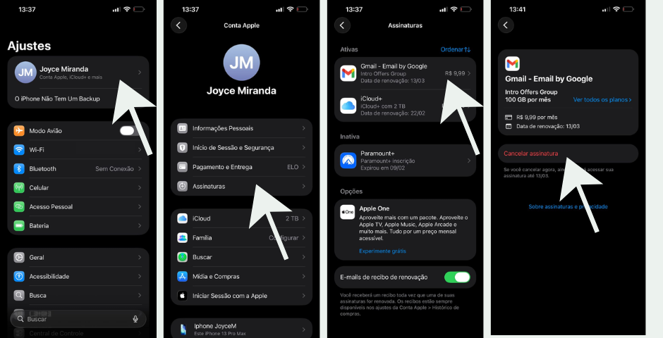 Cancelar Apple com bill no cartão- Cancelar assinatura