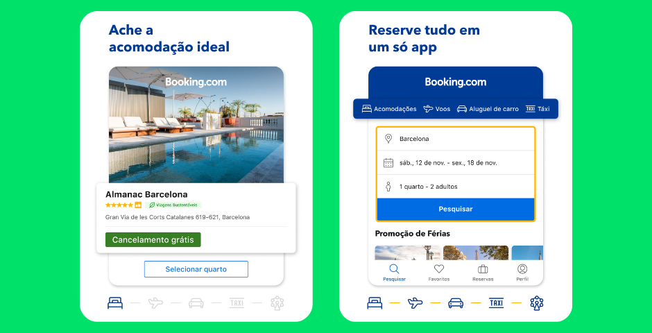 telas do app do Booking - como cancelar reserva no Booking