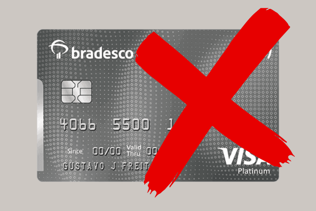 cartão com um x para representar como cancelar cartão Bradesco